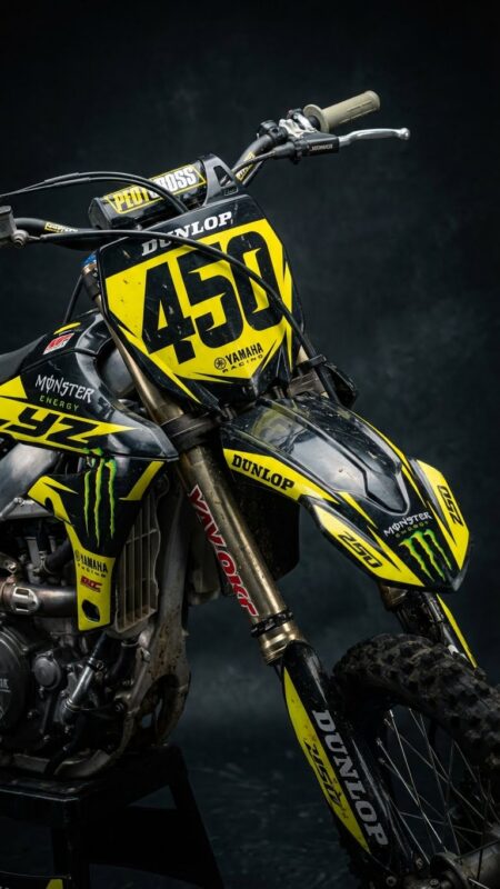 Kit déco Yamaha YZ 450 jaune et noir pour moto de cross